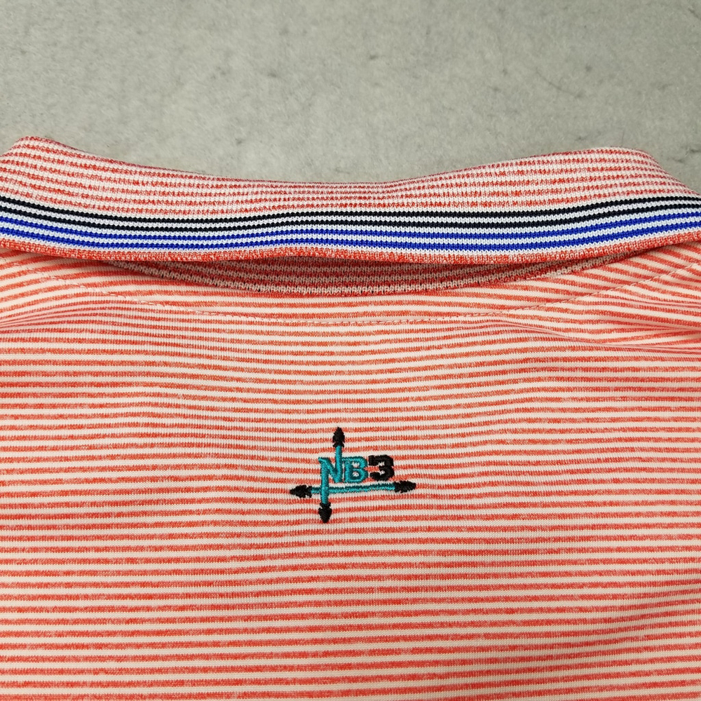Nike Polo Shirt Mens SIze Large Orange Striped Southern Dunes Golf Course Logo - Picture 12 of 13